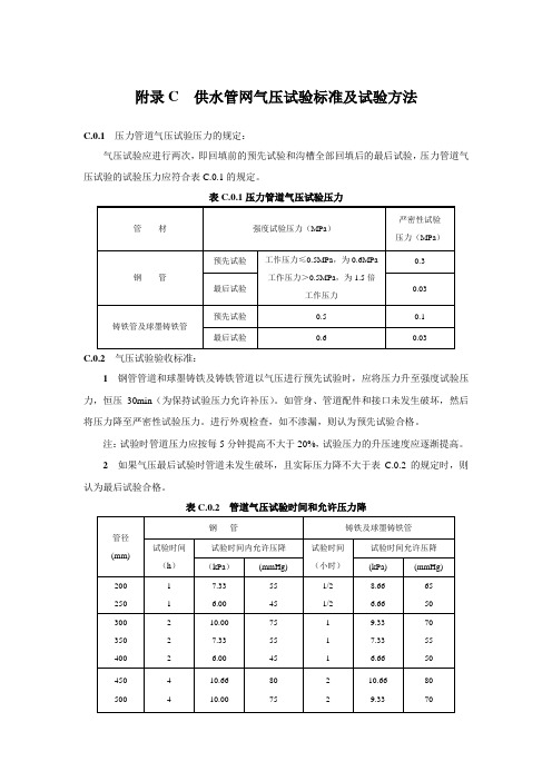 供水管网气压试验标准及试验方法