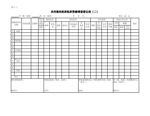 表十二：农村集体经济组织资源清查登记表(二)