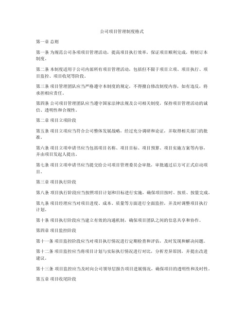 公司项目管理制度格式