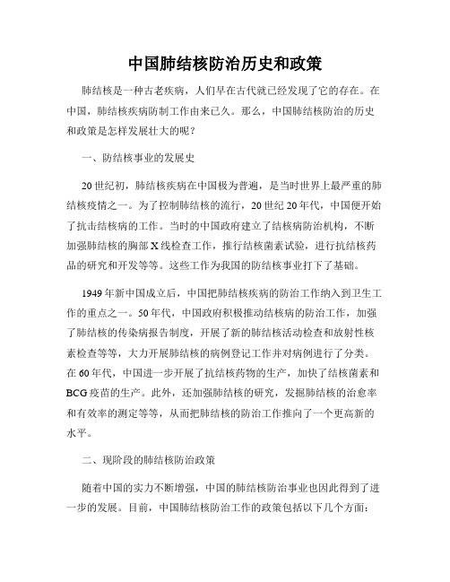 中国肺结核防治历史和政策