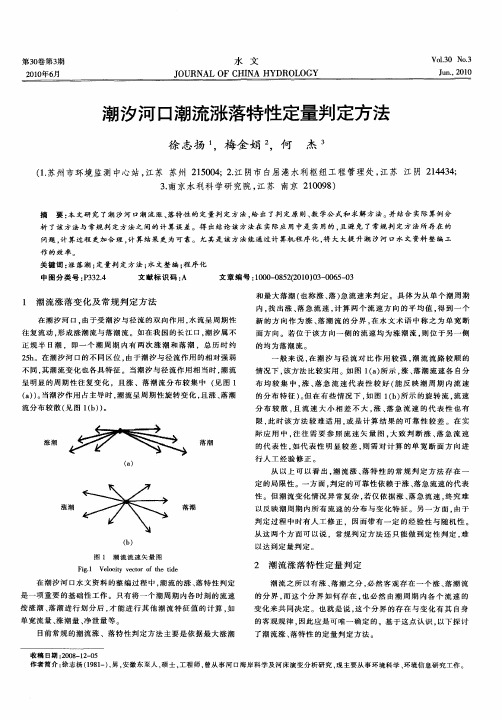 潮汐河口潮流涨落特性定量判定方法