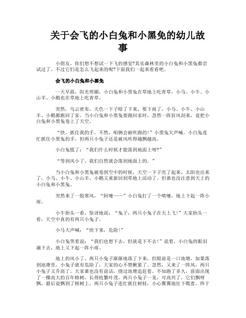 关于会飞的小白兔和小黑免的幼儿故事