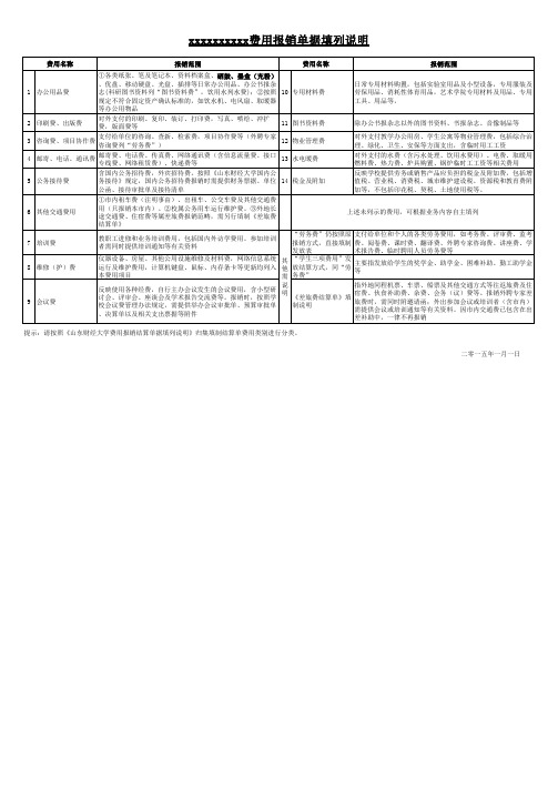 费用报销单据填列说明