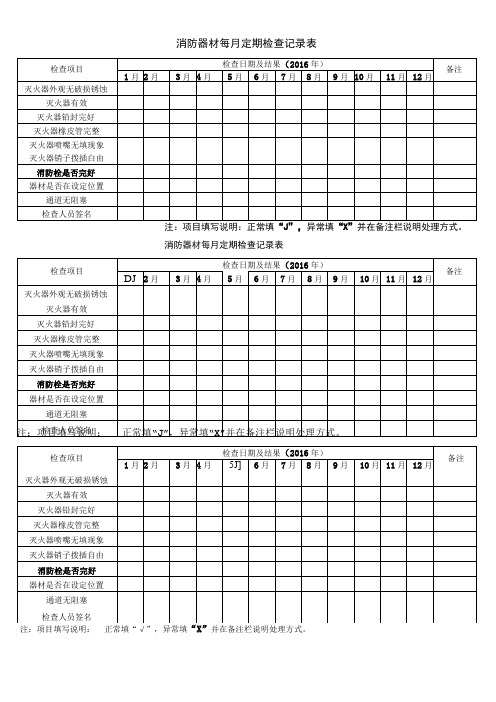 消防器材每月定期检查记录表