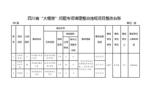 四川省“大棚房”问题专项清理整治违规项目整改台账【模板】