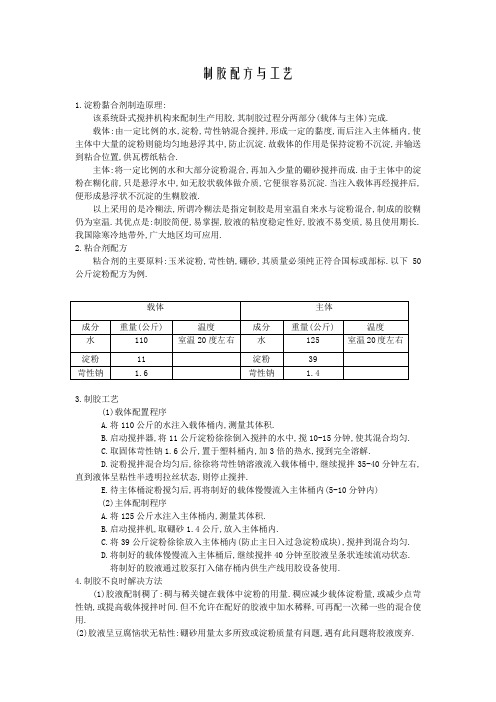 淀粉制胶配方与工艺