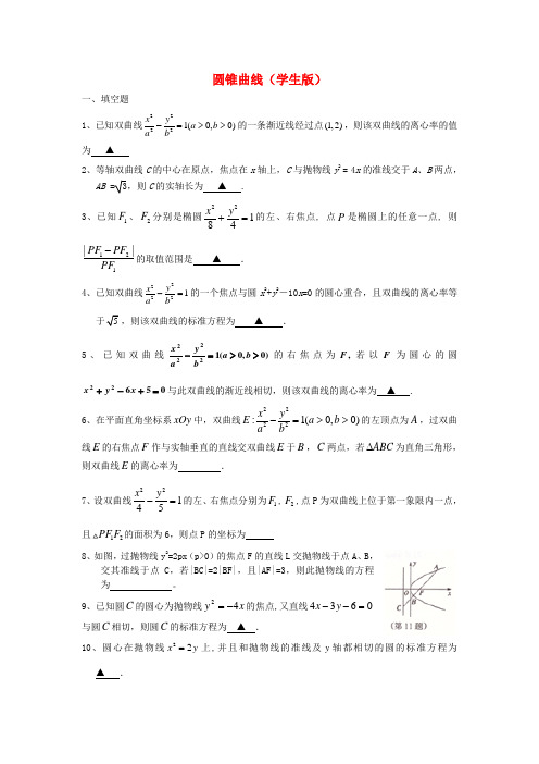 圆锥曲线学生版 苏教版