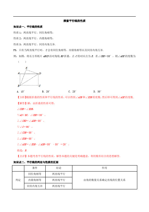 7.2 探索平行线的性质-2020-2021学年七年级数学下册同步课堂(解析版)