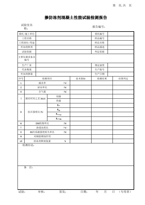 防冻剂试验检测报告