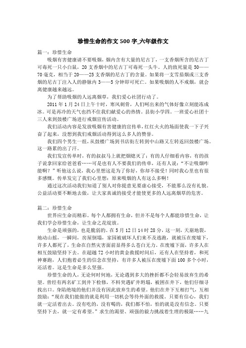 珍惜生命的作文500字_六年级作文