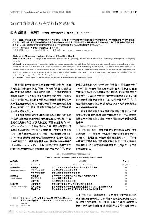 城市河流健康的形态学指标体系研究