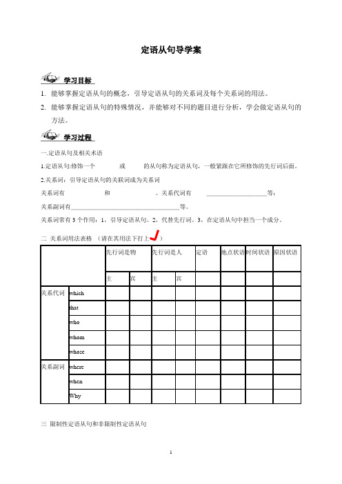 高中主要句法导学案2----定语从句导