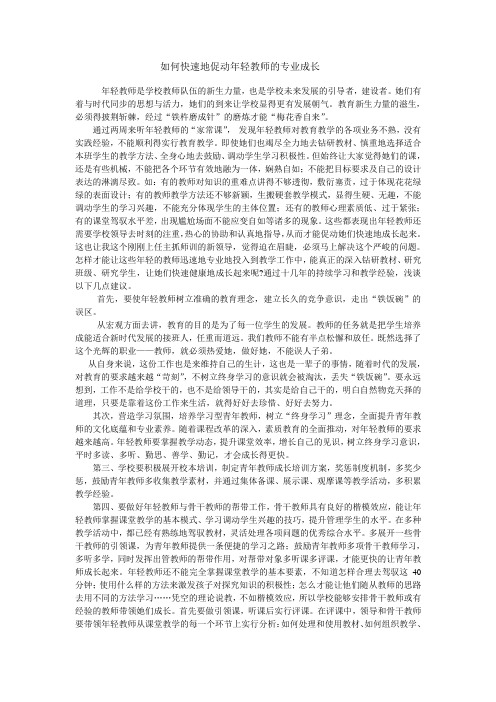 如何快速地促进年轻教师的专业成长 