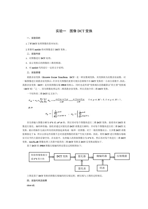 matlab实验,图像变换域分析(dct变换和小波变换)