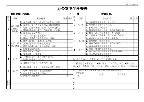 办公室卫生检查表