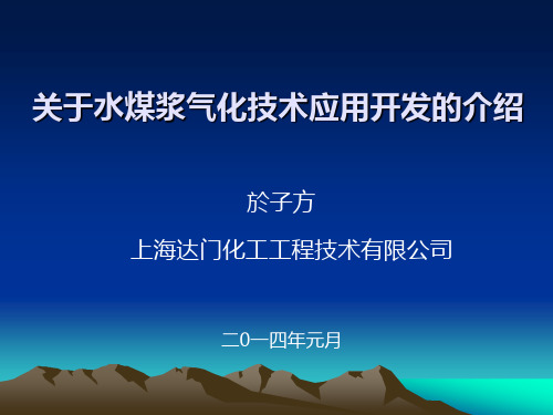 关于水煤浆气化技术应用开发的介绍