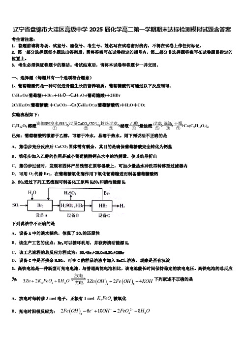 辽宁省盘锦市大洼区高级中学2025届化学高二第一学期期末达标检测模拟试题含答案