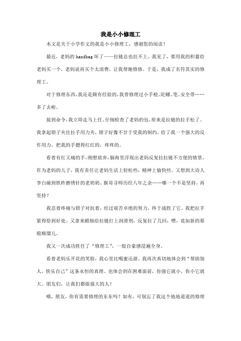 我是小小修理工_小学作文