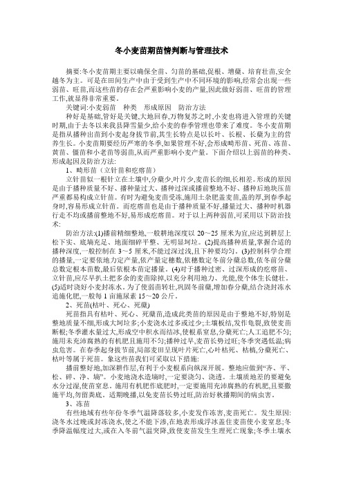 冬小麦苗期苗情判断与管理技术