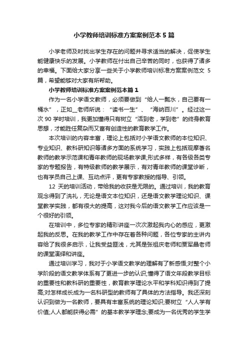 小学教师培训标准方案案例范本5篇