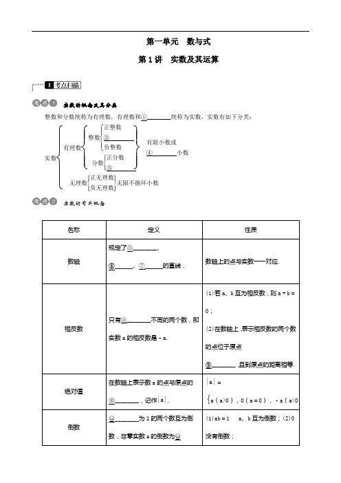 2016四川中考数学总复习(第1讲：实数及其运算)含答案