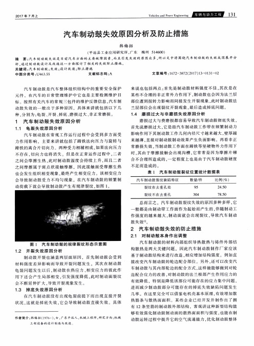 汽车制动鼓失效原因分析及防止措施