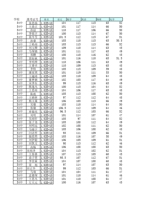 54中一模成绩