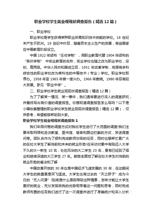 职业学校学生就业观现状调查报告（精选12篇）