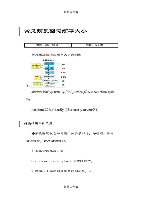 常见频度副词频率大小之欧阳学创编