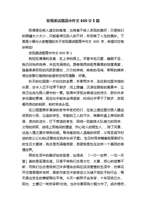 发现美话题高中作文800字5篇