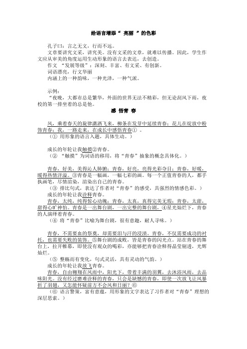 给作文语言增添“ 亮丽 ”的色彩