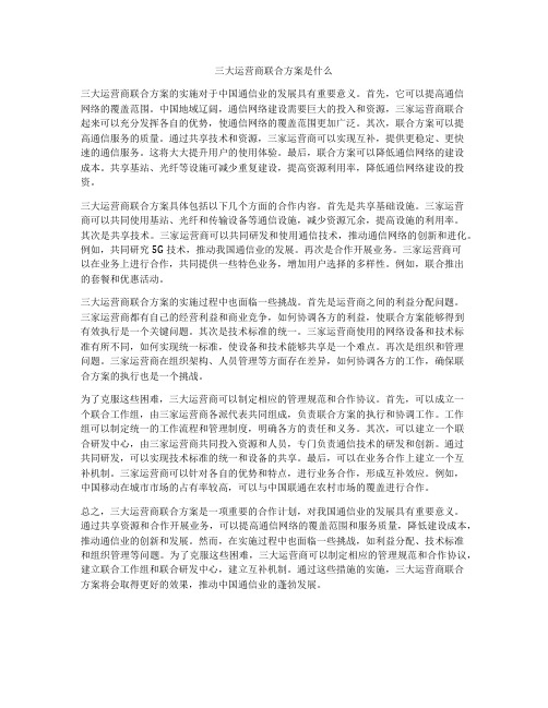 三大运营商联合方案是什么