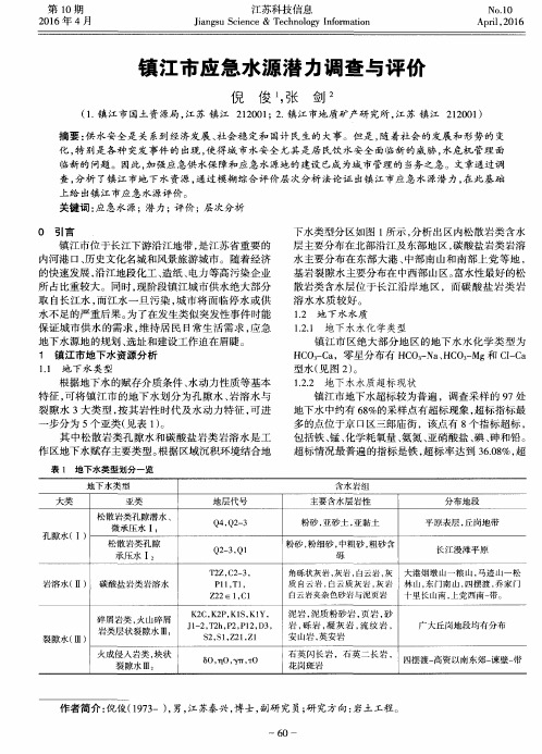 镇江市应急水源潜力调查与评价