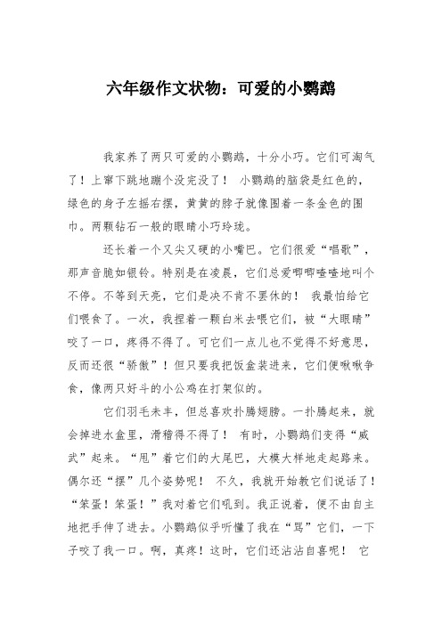 六年级作文状物：可爱的小鹦鹉