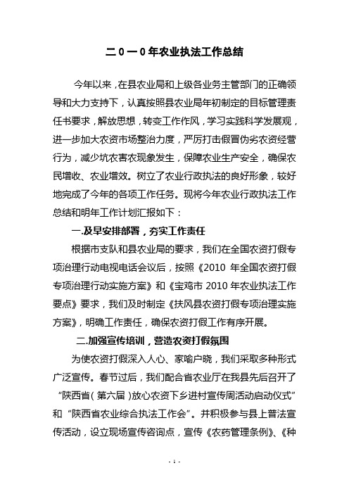 2010年执法工作总结