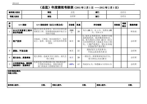 水利 绩效考核表