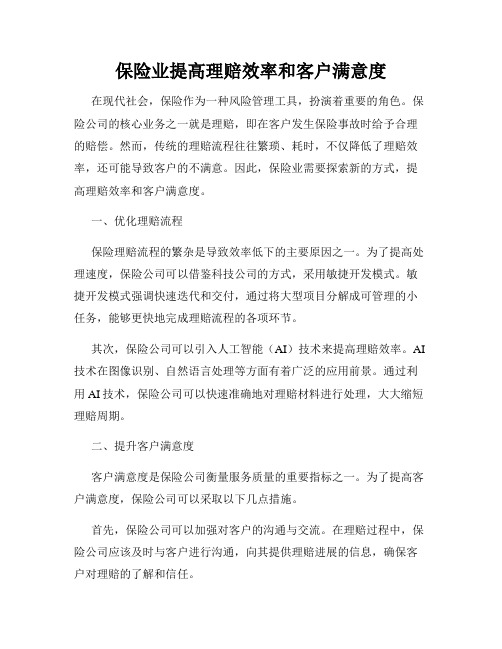 保险业提高理赔效率和客户满意度