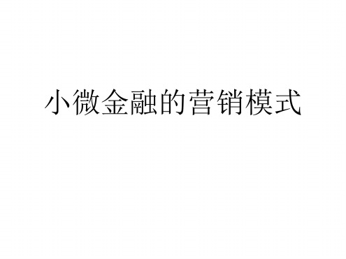 407 小微金融模式解析