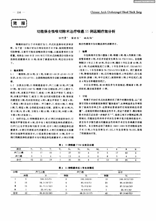 功能保全性喉切除术治疗喉癌55例远期疗效分析