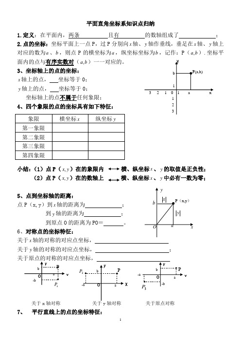 平面直角坐标系知识点归纳