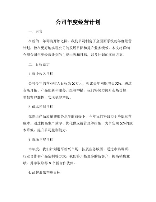 公司年度经营计划