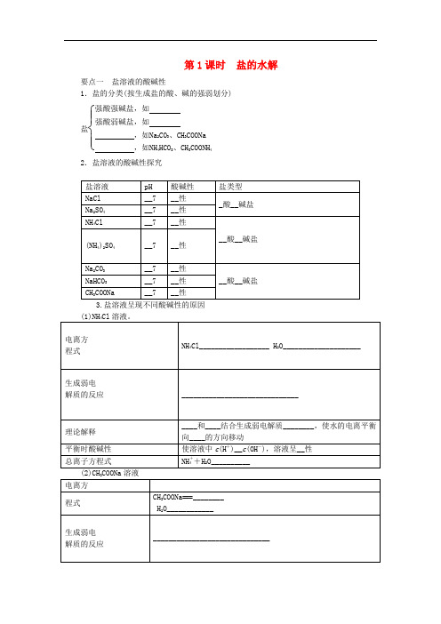 高中化学 第三章 第3节 盐类的水解盐的水解练习 新人教版选修4