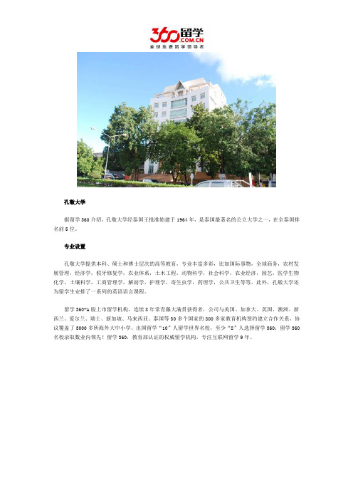 泰国孔敬大学的专业情况