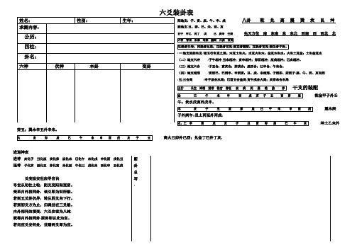 六爻装卦表【范本模板】