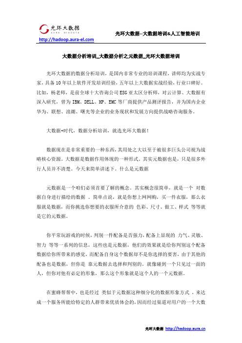 大数据分析培训_大数据分析之元数据_光环大数据培训