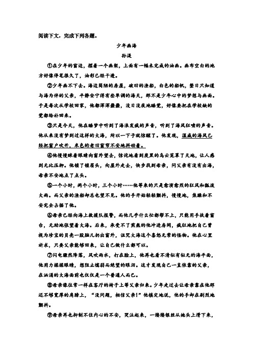 《少年画海》阅读练习及答案