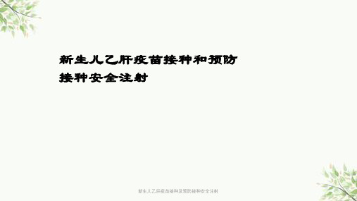 新生儿乙肝疫苗接种及预防接种安全注射课件