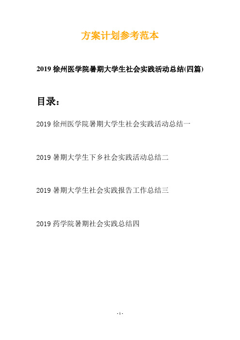 2019徐州医学院暑期大学生社会实践活动总结(四篇)