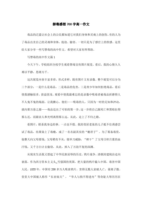 禁毒感想700字高一作文