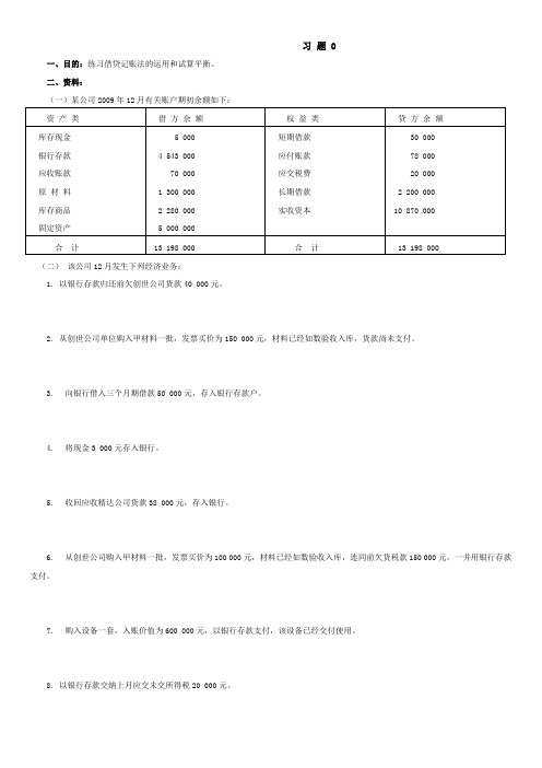 会计分录模拟题